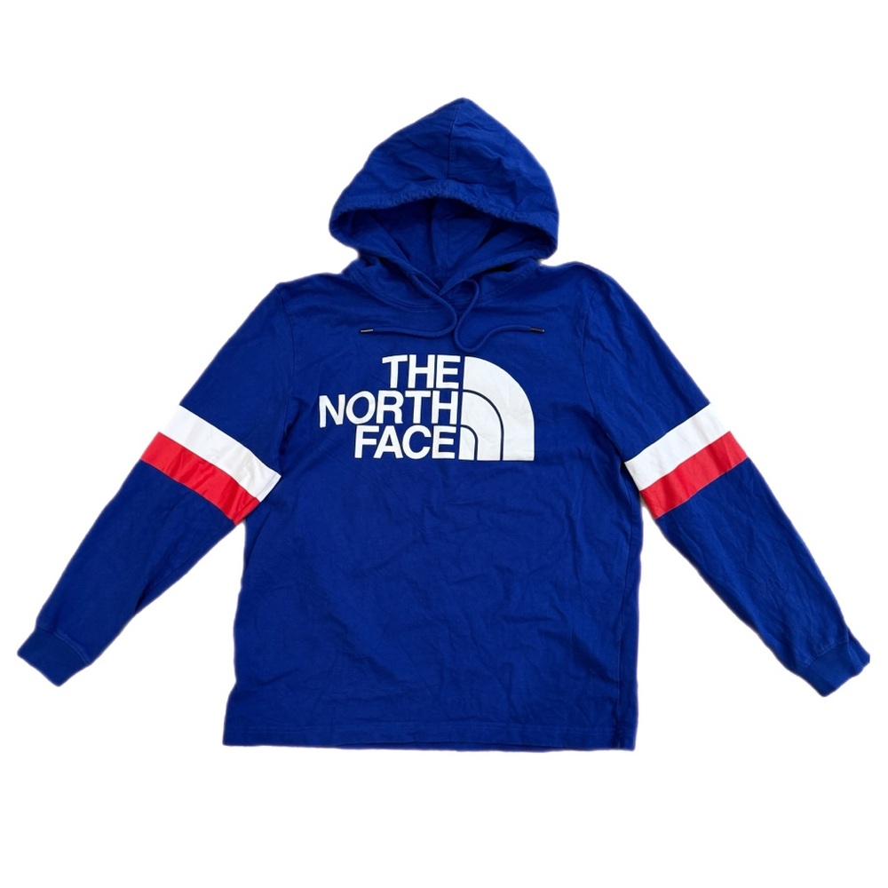 The North Face Long Sleeve T-Shirt Hooded Blue Striped USA Women's Medium